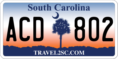 SC license plate ACD802