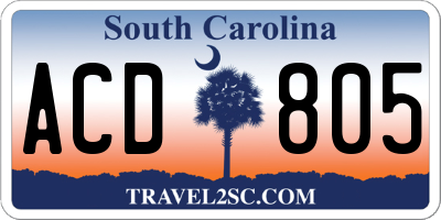 SC license plate ACD805