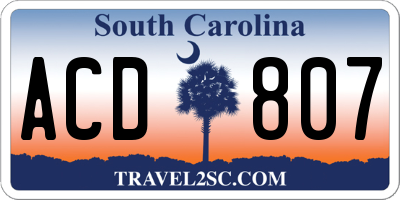 SC license plate ACD807