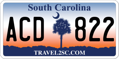 SC license plate ACD822