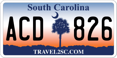 SC license plate ACD826
