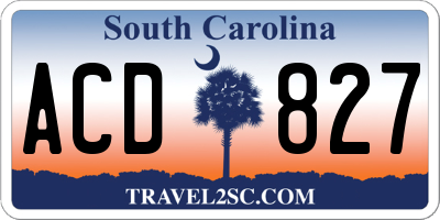 SC license plate ACD827