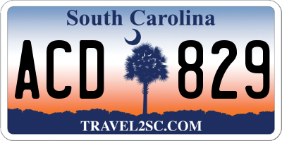 SC license plate ACD829