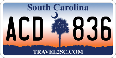 SC license plate ACD836