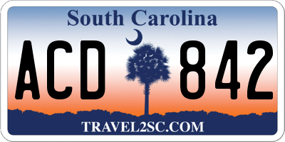 SC license plate ACD842