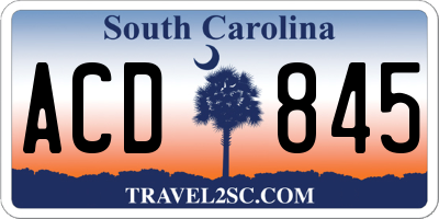 SC license plate ACD845