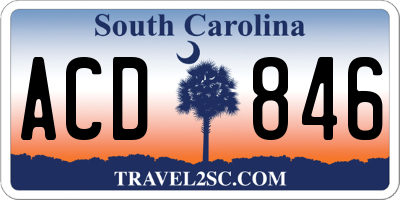 SC license plate ACD846