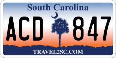SC license plate ACD847