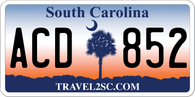SC license plate ACD852