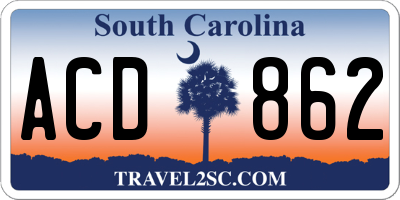 SC license plate ACD862