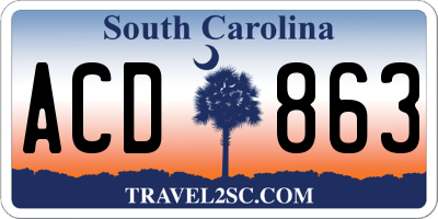 SC license plate ACD863