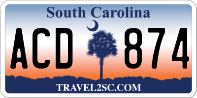 SC license plate ACD874