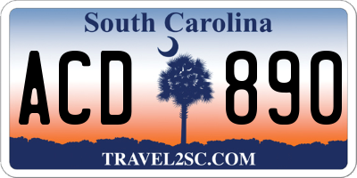 SC license plate ACD890