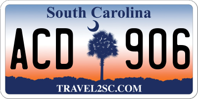 SC license plate ACD906