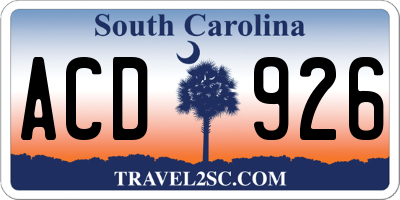 SC license plate ACD926
