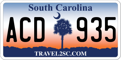 SC license plate ACD935