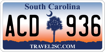 SC license plate ACD936