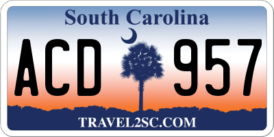SC license plate ACD957