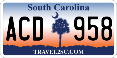 SC license plate ACD958
