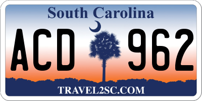 SC license plate ACD962