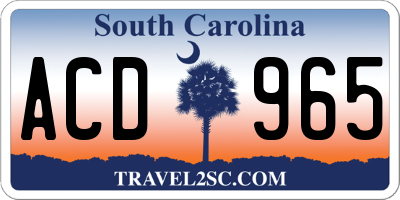 SC license plate ACD965