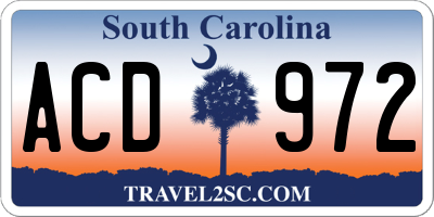 SC license plate ACD972