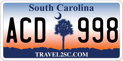 SC license plate ACD998
