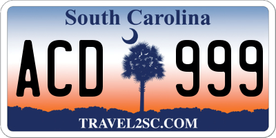 SC license plate ACD999