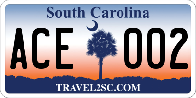 SC license plate ACE002
