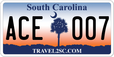 SC license plate ACE007
