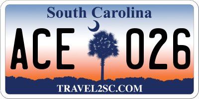 SC license plate ACE026