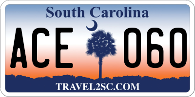 SC license plate ACE060