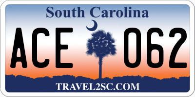 SC license plate ACE062