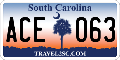SC license plate ACE063