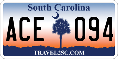 SC license plate ACE094