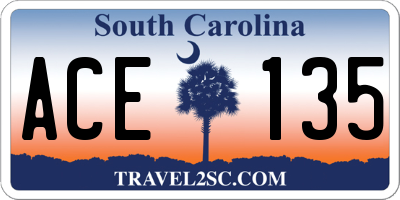 SC license plate ACE135
