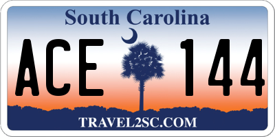 SC license plate ACE144