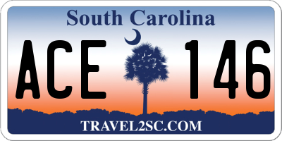 SC license plate ACE146