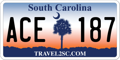 SC license plate ACE187