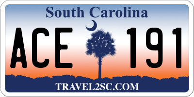 SC license plate ACE191