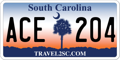 SC license plate ACE204