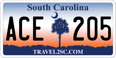 SC license plate ACE205