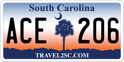SC license plate ACE206