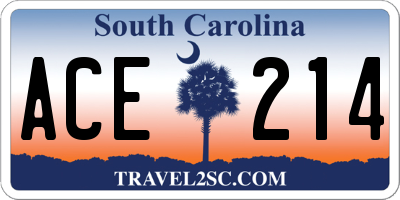 SC license plate ACE214