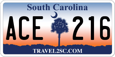 SC license plate ACE216