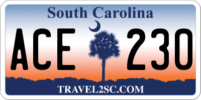 SC license plate ACE230
