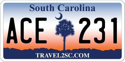 SC license plate ACE231