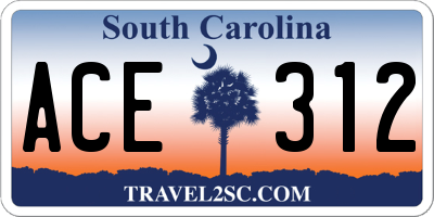 SC license plate ACE312
