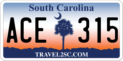SC license plate ACE315