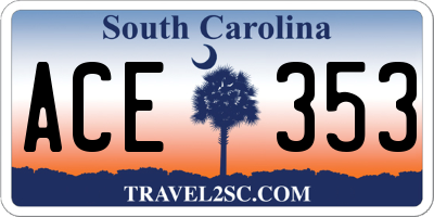 SC license plate ACE353